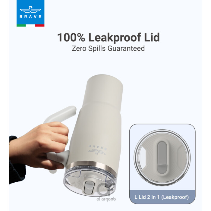 Brave Temp Guard Vacuum Insulated Travel Mug – 180° Rotating Handle, 24H Cold &amp; 12H Hot Retention, Leak