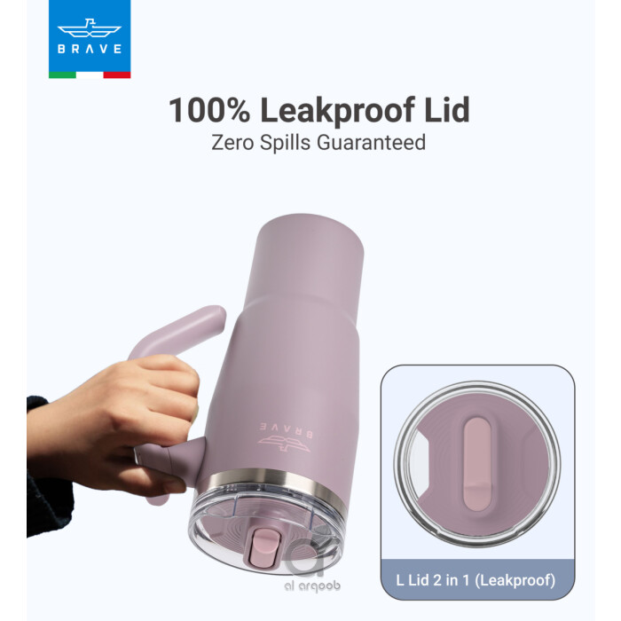 Brave Temp Guard Vacuum Insulated Travel Mug – 180° Rotating Handle, 24H Cold &amp; 12H Hot Retention, Leak