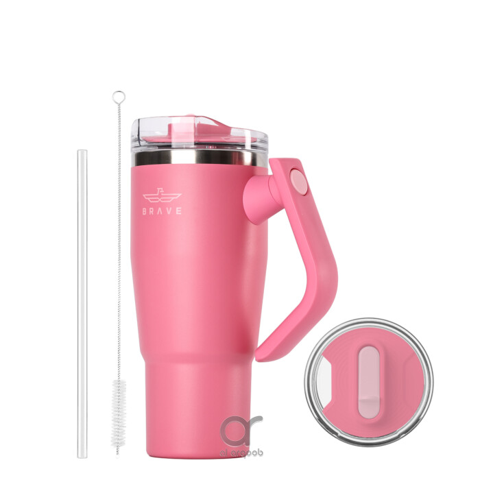 Brave Temp Guard Vacuum Insulated Travel Mug – 180° Rotating Handle, 24H Cold &amp; 12H Hot Retention, Leak