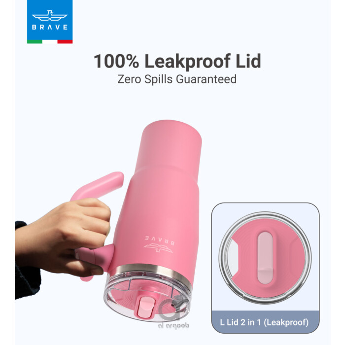Brave Temp Guard Vacuum Insulated Travel Mug – 180° Rotating Handle, 24H Cold &amp; 12H Hot Retention, Leak