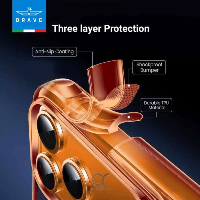 غطاء BRAVE Guard لآيفون 17 برو ماكس شفاف متوافق مع MagSafe مع حماية سقوط 3M ومضاد للاصفرار ومضاد للميكروبات