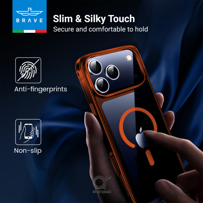 غطاء BRAVE Guard لآيفون 17 برو ماكس شفاف متوافق مع MagSafe مع حماية سقوط 3M ومضاد للاصفرار ومضاد للميكروبات