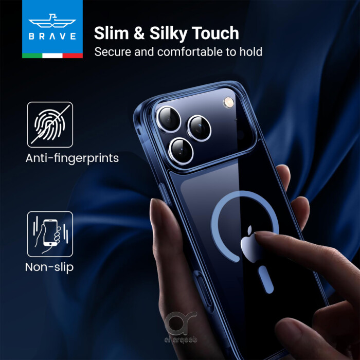 غطاء BRAVE Guard لآيفون 17 برو ماكس شفاف متوافق مع MagSafe مع حماية سقوط 3M ومضاد للاصفرار ومضاد للميكروبات