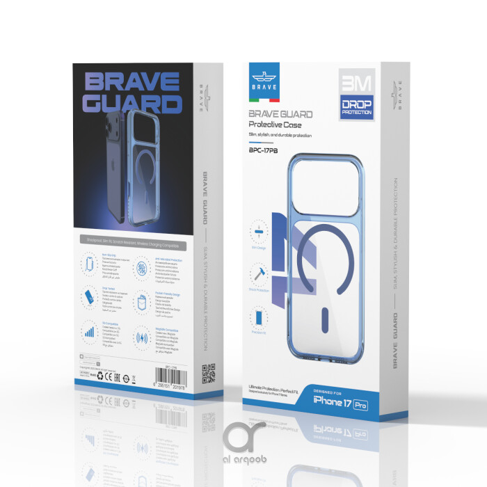 غطاء BRAVE Guard لآيفون 17 برو ماكس شفاف متوافق مع MagSafe مع حماية سقوط 3M ومضاد للاصفرار ومضاد للميكروبات
