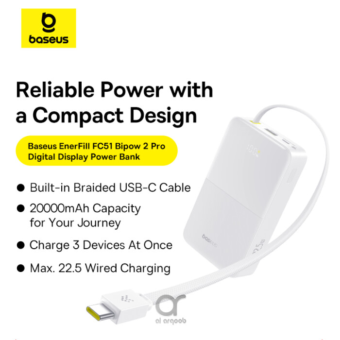 Baseus EnerFill Bipow2 Pro 20000mAh Power Bank with Built
