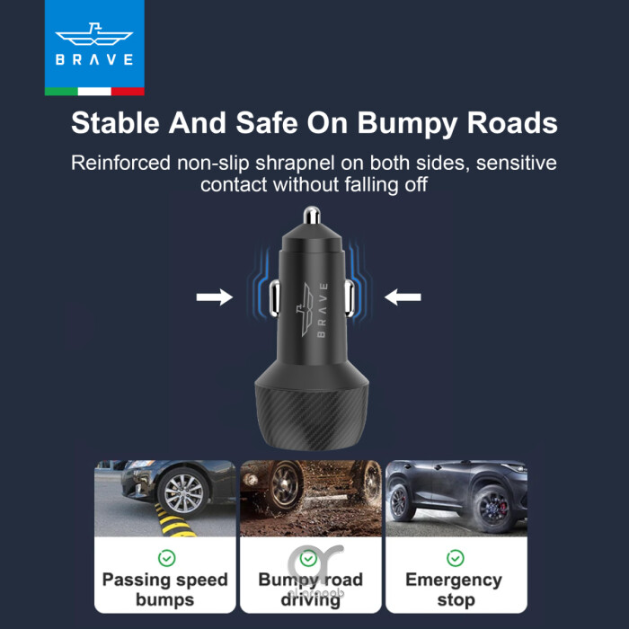 شاحن سيارة Brave بقدرة 48 واط بمنفذين USB