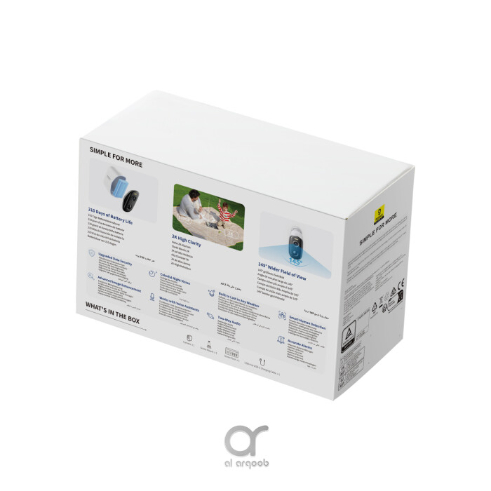 كاميرا المراقبة الخارجية اللاسلكية Baseus N1 بدقة 2K، زاوية 145°، رؤية ليلية ملونة، بطارية 210 أيام، IP67 – تتطلب H1