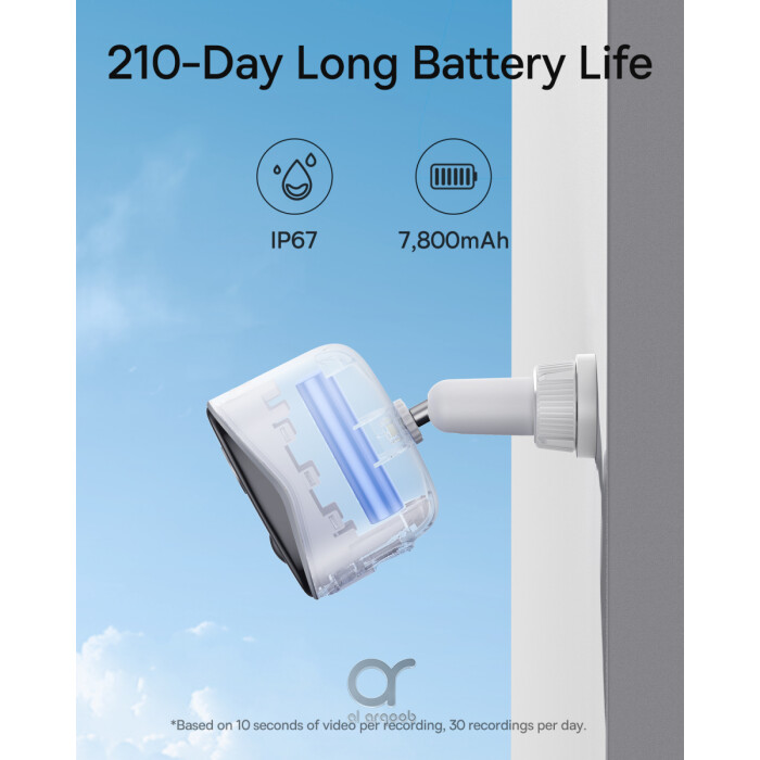 كاميرا المراقبة الخارجية اللاسلكية Baseus N1 بدقة 2K، زاوية 145°، رؤية ليلية ملونة، بطارية 210 أيام، IP67 – تتطلب H1