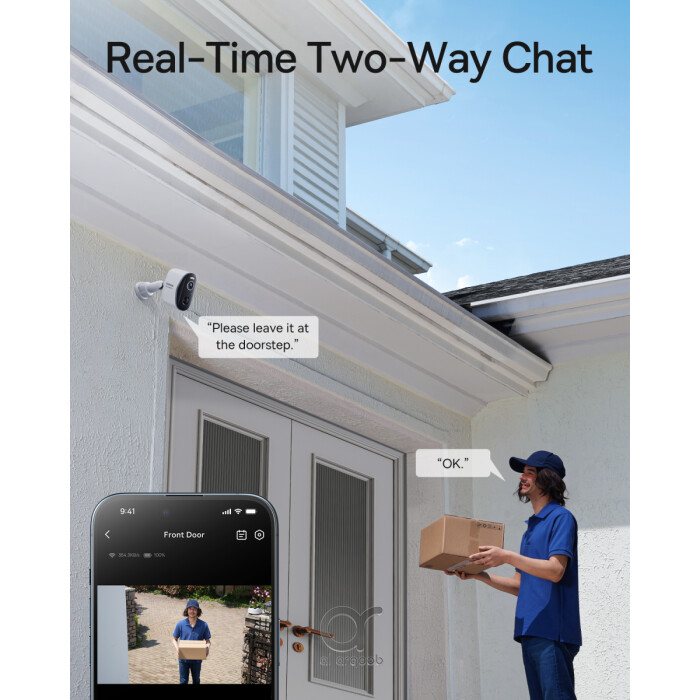 كاميرا المراقبة الخارجية اللاسلكية Baseus N1 بدقة 2K، زاوية 145°، رؤية ليلية ملونة، بطارية 210 أيام، IP67 – تتطلب H1