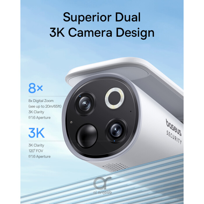 Baseus S1 Pro Outdoor Wireless Security Camera Kit, 3K, Solar Auto
