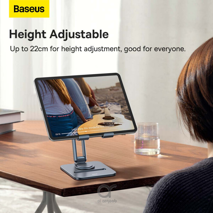Baseus Desktop Biaxial 360° Rotatable Tablet Stand, Adjustable Aluminum Holder for iPad, iPhone, Galaxy Tab 4.7–13"