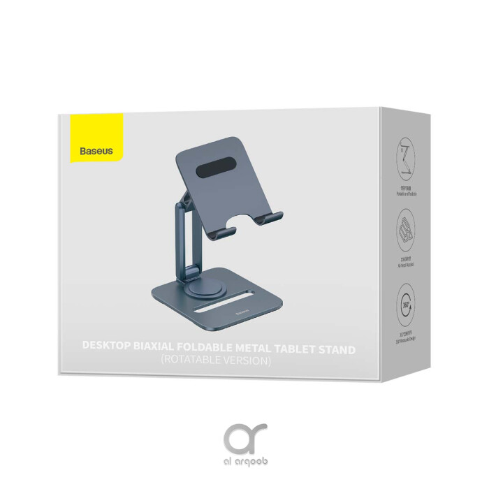 Baseus Desktop Biaxial 360° Rotatable Tablet Stand, Adjustable Aluminum Holder for iPad, iPhone, Galaxy Tab 4.7–13"