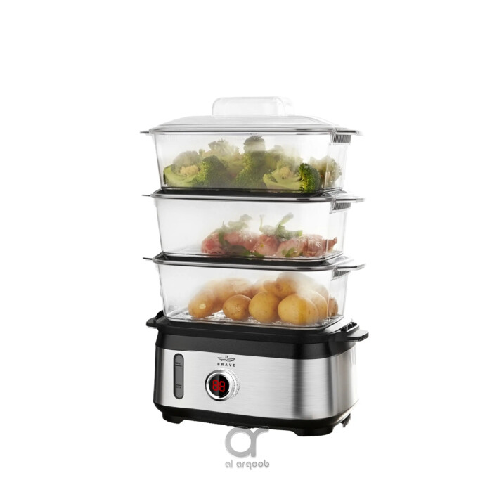 جهاز تبخير الطعام الكهربائي BRAVE Smartcook سعة 9 لتر بثلاث طبقات 950 واط