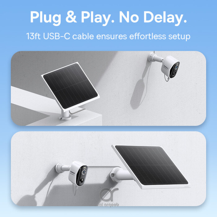 Baseus A1 3W Solar Panel for Outdoor Security Cameras, IP67, 4m Cable, Non