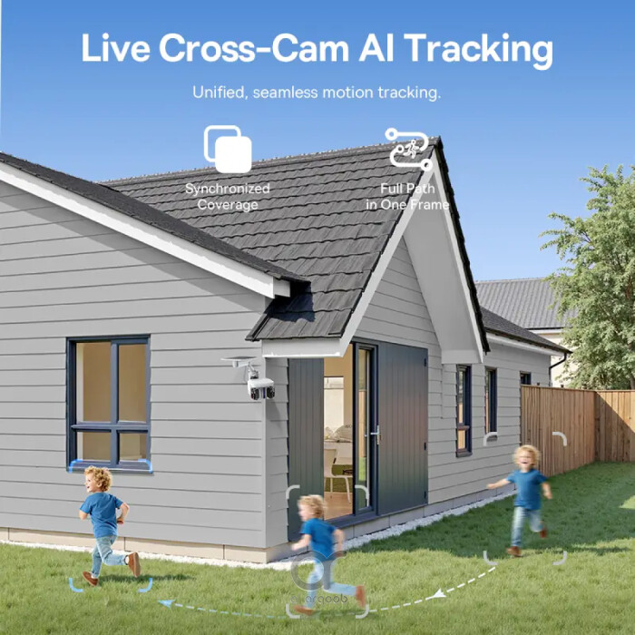 كاميرا بيسوس سيكيوريتي X1 برو خارجية مزدوجة 2K واي فاي مع رؤية ليلية واكتشاف ذكي