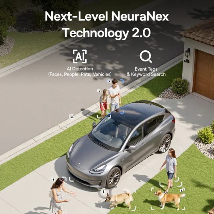 كاميرا بيسوس سيكيوريتي X1 برو خارجية مزدوجة 2K واي فاي مع رؤية ليلية واكتشاف ذكي