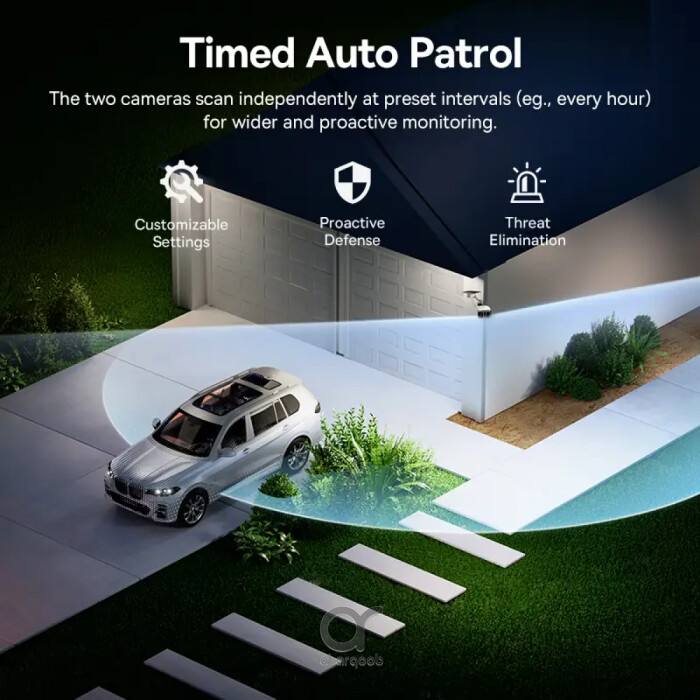 كاميرا بيسوس سيكيوريتي X1 برو خارجية مزدوجة 2K واي فاي مع رؤية ليلية واكتشاف ذكي
