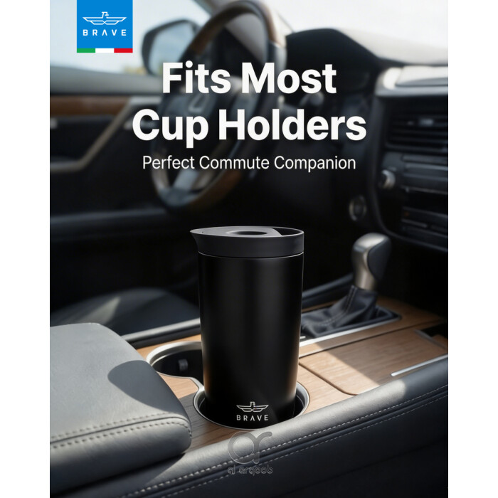 كوب سفر معزول من الفولاذ المقاوم للصدأ سعة 350 مل من بريف تمب جارد، مزود بغطاء مانع للتسرب بزر ضغط، مناسب للمشروبات الساخنة والباردة