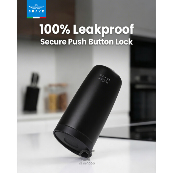 كوب سفر معزول من الفولاذ المقاوم للصدأ سعة 350 مل من بريف تمب جارد، مزود بغطاء مانع للتسرب بزر ضغط، مناسب للمشروبات الساخنة والباردة