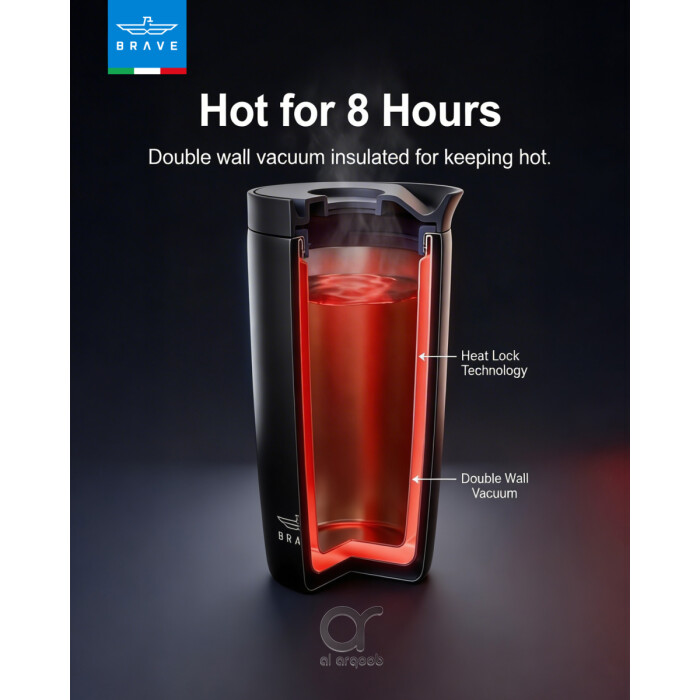 كوب سفر معزول من الفولاذ المقاوم للصدأ سعة 350 مل من بريف تمب جارد، مزود بغطاء مانع للتسرب بزر ضغط، مناسب للمشروبات الساخنة والباردة