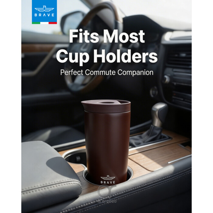 كوب سفر معزول من الفولاذ المقاوم للصدأ سعة 350 مل من بريف تمب جارد، مزود بغطاء مانع للتسرب بزر ضغط، مناسب للمشروبات الساخنة والباردة