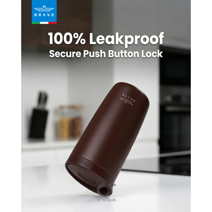 كوب سفر معزول من الفولاذ المقاوم للصدأ سعة 350 مل من بريف تمب جارد، مزود بغطاء مانع للتسرب بزر ضغط، مناسب للمشروبات الساخنة والباردة