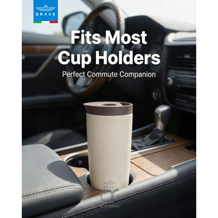 Brave TempGuard Travel Mug 350ml Stainless Steel Insulated Coffee Cup, Leak Proof Push Button Lid, Hot &amp; Cold Tumbler