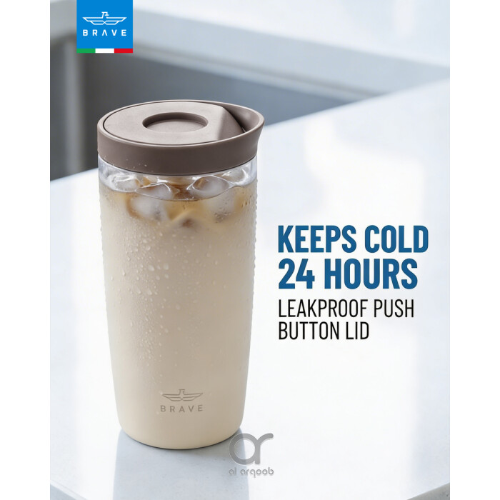 Brave TempGuard Travel Mug 350ml Stainless Steel Insulated Coffee Cup, Leak Proof Push Button Lid, Hot &amp; Cold Tumbler