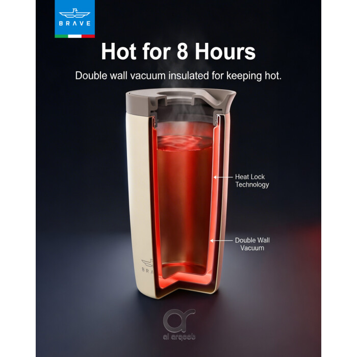 Brave TempGuard Travel Mug 350ml Stainless Steel Insulated Coffee Cup, Leak Proof Push Button Lid, Hot &amp; Cold Tumbler