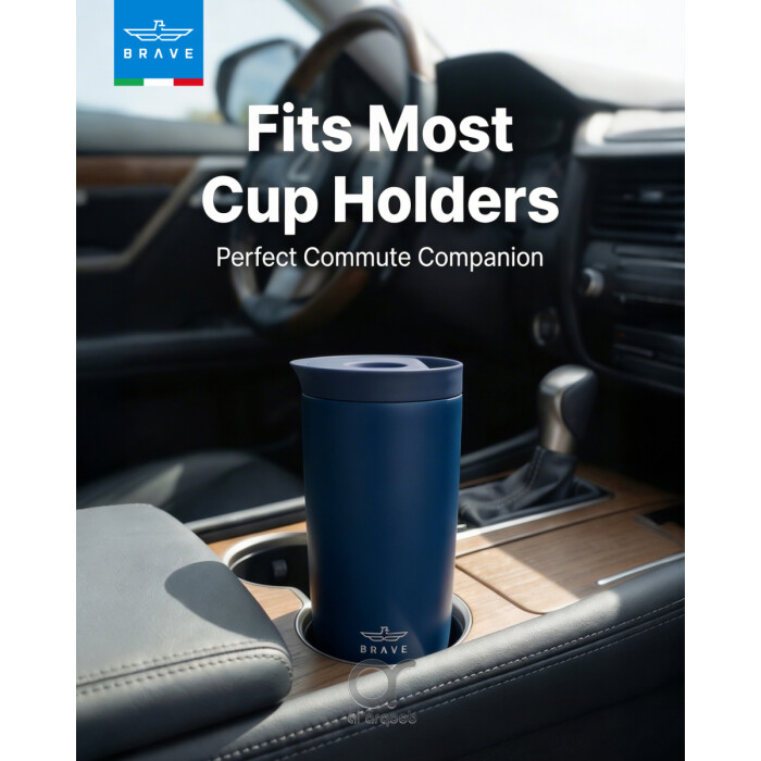 Brave TempGuard Travel Mug 350ml Stainless Steel Insulated Coffee Cup, Leak Proof Push Button Lid, Hot &amp; Cold Tumbler