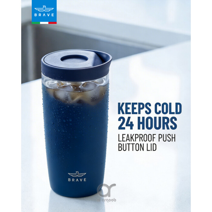 Brave TempGuard Travel Mug 350ml Stainless Steel Insulated Coffee Cup, Leak Proof Push Button Lid, Hot &amp; Cold Tumbler