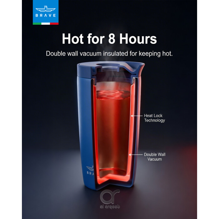 Brave TempGuard Travel Mug 350ml Stainless Steel Insulated Coffee Cup, Leak Proof Push Button Lid, Hot &amp; Cold Tumbler