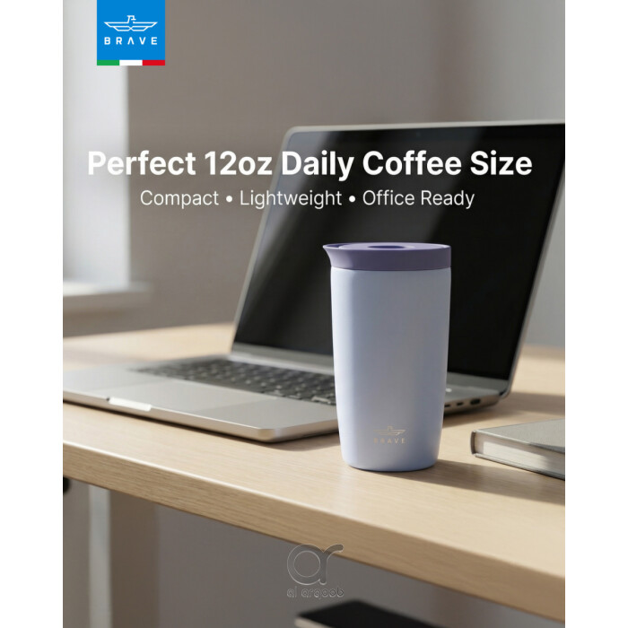 Brave TempGuard Travel Mug 350ml Stainless Steel Insulated Coffee Cup, Leak Proof Push Button Lid, Hot &amp; Cold Tumbler