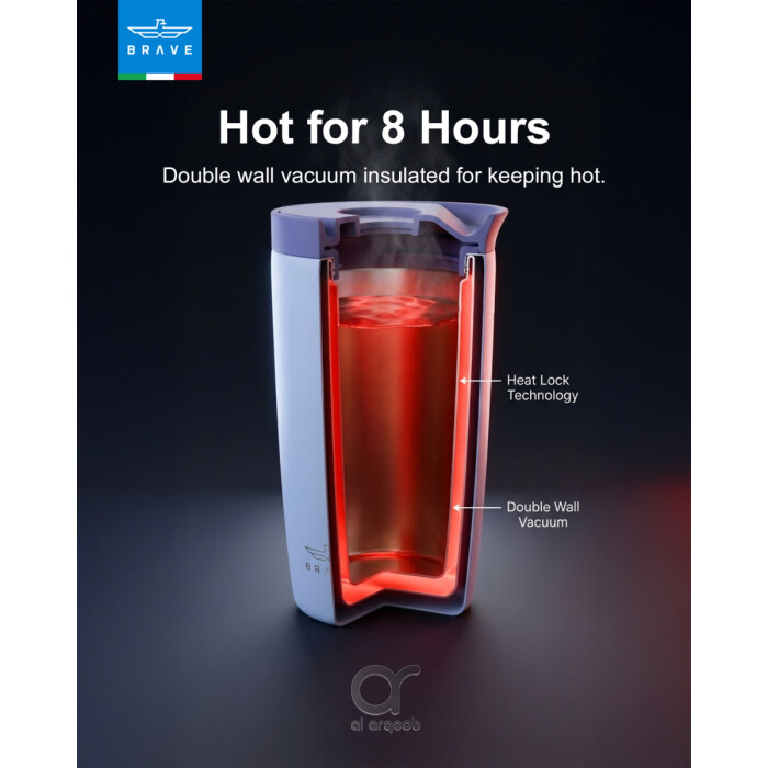Brave TempGuard Travel Mug 350ml Stainless Steel Insulated Coffee Cup, Leak Proof Push Button Lid, Hot &amp; Cold Tumbler