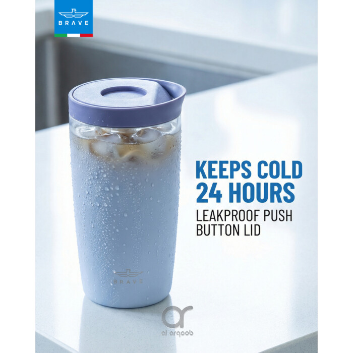 Brave TempGuard Travel Mug 350ml Stainless Steel Insulated Coffee Cup, Leak Proof Push Button Lid, Hot &amp; Cold Tumbler