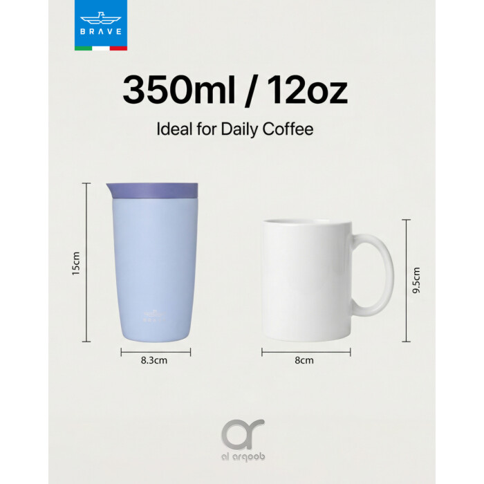 Brave TempGuard Travel Mug 350ml Stainless Steel Insulated Coffee Cup, Leak Proof Push Button Lid, Hot &amp; Cold Tumbler