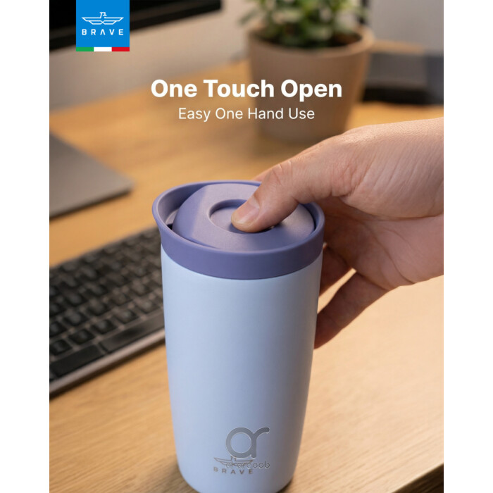 Brave TempGuard Travel Mug 350ml Stainless Steel Insulated Coffee Cup, Leak Proof Push Button Lid, Hot &amp; Cold Tumbler