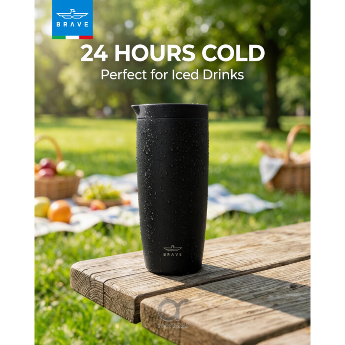 Brave TempGuard Travel Mug 500ml Stainless Steel Insulated Coffee Cup, Leak Proof Push Button Lid, Hot &amp; Cold Tumbler