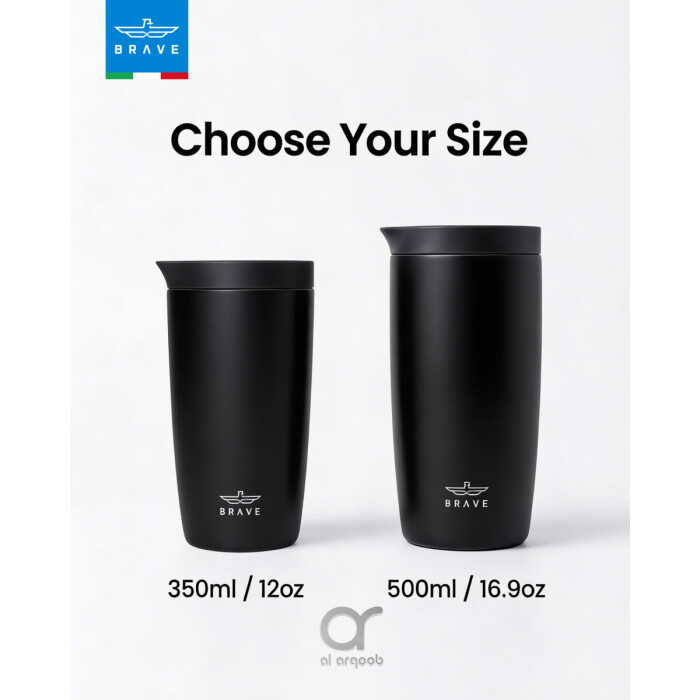 Brave TempGuard Travel Mug 500ml Stainless Steel Insulated Coffee Cup, Leak Proof Push Button Lid, Hot &amp; Cold Tumbler