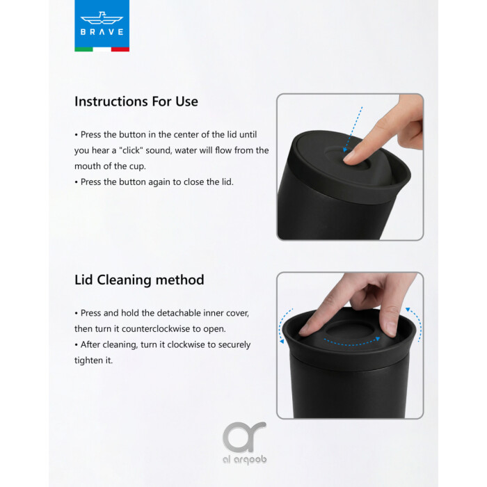 Brave TempGuard Travel Mug 500ml Stainless Steel Insulated Coffee Cup, Leak Proof Push Button Lid, Hot &amp; Cold Tumbler