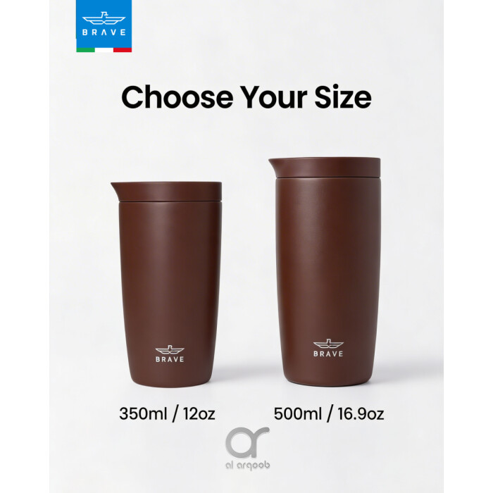 كوب سفر معزول من الفولاذ المقاوم للصدأ سعة 500 مل من بريف تمب جارد، مزود بغطاء مانع للتسرب بزر ضغط، مناسب للمشروبات الساخنة والباردة