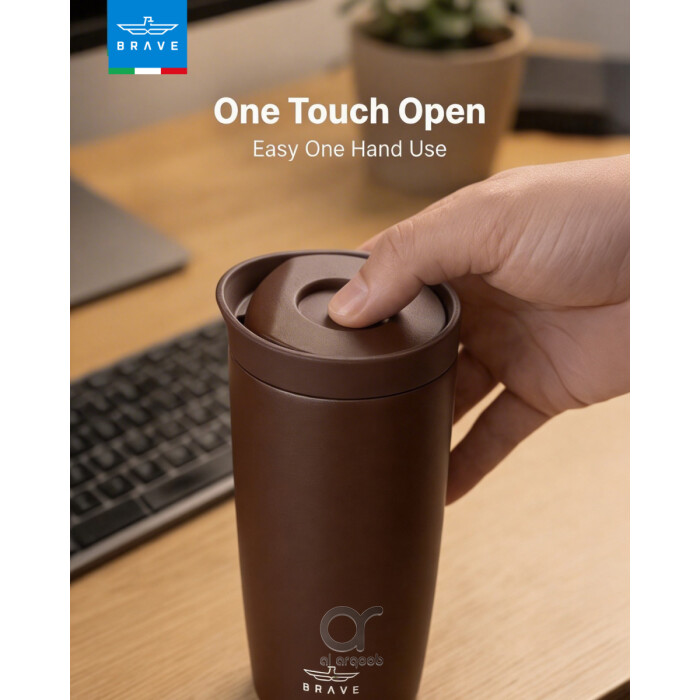 كوب سفر معزول من الفولاذ المقاوم للصدأ سعة 500 مل من بريف تمب جارد، مزود بغطاء مانع للتسرب بزر ضغط، مناسب للمشروبات الساخنة والباردة