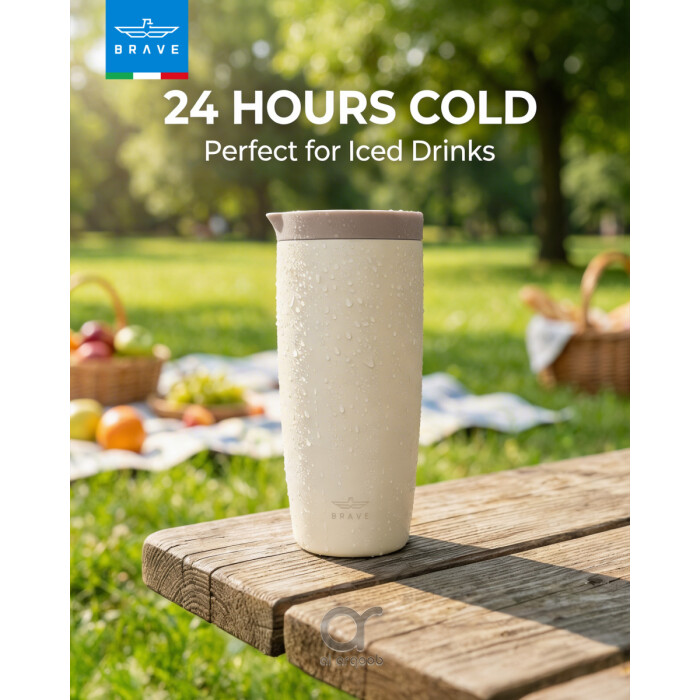 Brave TempGuard Travel Mug 500ml Stainless Steel Insulated Coffee Cup, Leak Proof Push Button Lid, Hot &amp; Cold Tumbler
