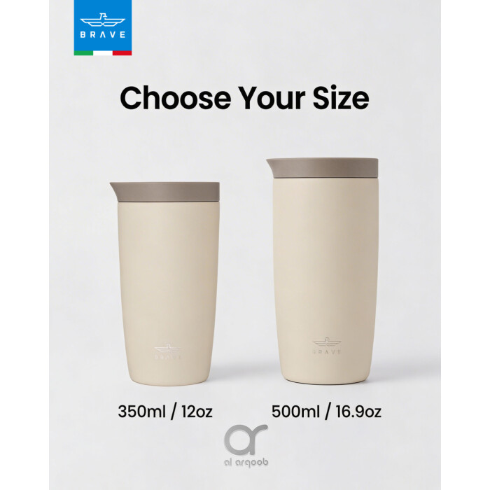 Brave TempGuard Travel Mug 500ml Stainless Steel Insulated Coffee Cup, Leak Proof Push Button Lid, Hot &amp; Cold Tumbler