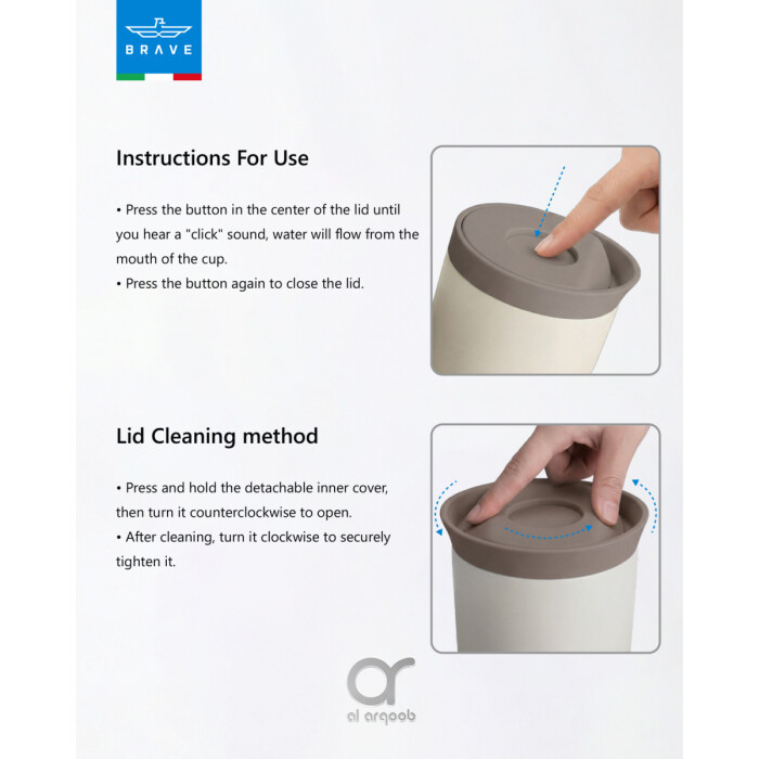 Brave TempGuard Travel Mug 500ml Stainless Steel Insulated Coffee Cup, Leak Proof Push Button Lid, Hot &amp; Cold Tumbler