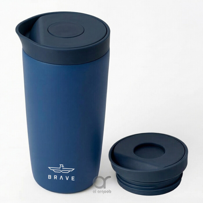 كوب سفر معزول من الفولاذ المقاوم للصدأ سعة 500 مل من بريف تمب جارد، مزود بغطاء مانع للتسرب بزر ضغط، مناسب للمشروبات الساخنة والباردة