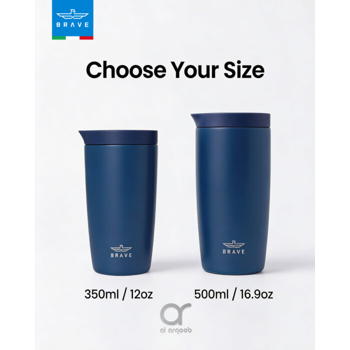 كوب سفر معزول من الفولاذ المقاوم للصدأ سعة 500 مل من بريف تمب جارد، مزود بغطاء مانع للتسرب بزر ضغط، مناسب للمشروبات الساخنة والباردة