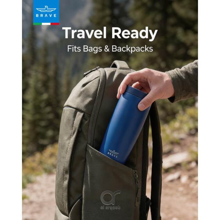 كوب سفر معزول من الفولاذ المقاوم للصدأ سعة 500 مل من بريف تمب جارد، مزود بغطاء مانع للتسرب بزر ضغط، مناسب للمشروبات الساخنة والباردة