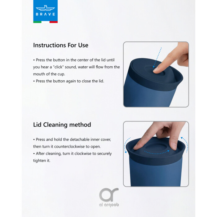 كوب سفر معزول من الفولاذ المقاوم للصدأ سعة 500 مل من بريف تمب جارد، مزود بغطاء مانع للتسرب بزر ضغط، مناسب للمشروبات الساخنة والباردة