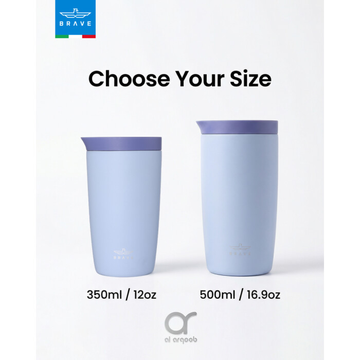 كوب سفر معزول من الفولاذ المقاوم للصدأ سعة 500 مل من بريف تمب جارد، مزود بغطاء مانع للتسرب بزر ضغط، مناسب للمشروبات الساخنة والباردة